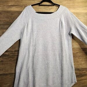 LOFT Heather Blue Scoop Neck‎ Sweater